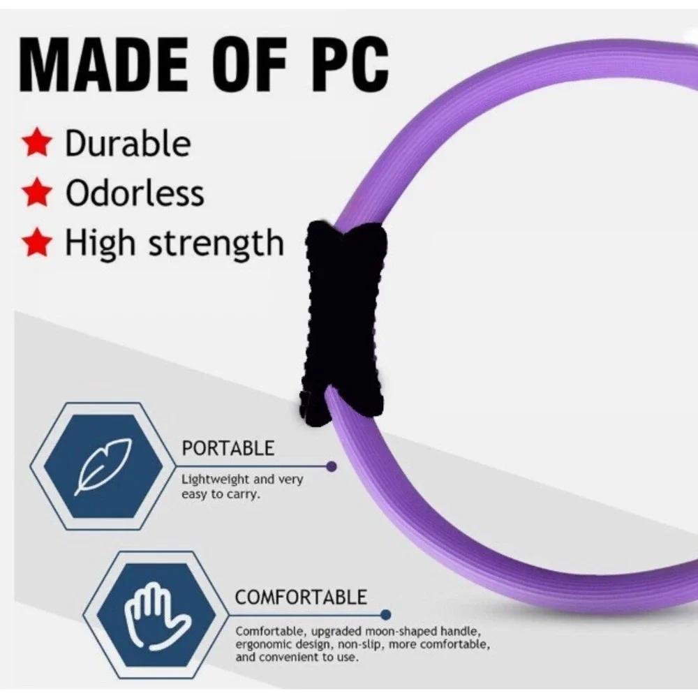 Pilates Ring  Dual Grip  Sport Yoga Fitness Exercise Black and Purple #030